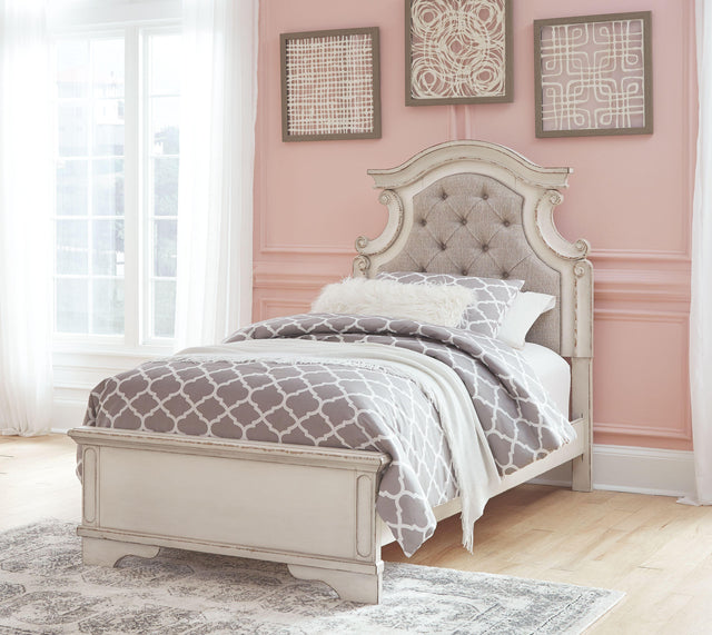 Ashley Realyn - Chipped White - Twin Upholstered Panel Bed