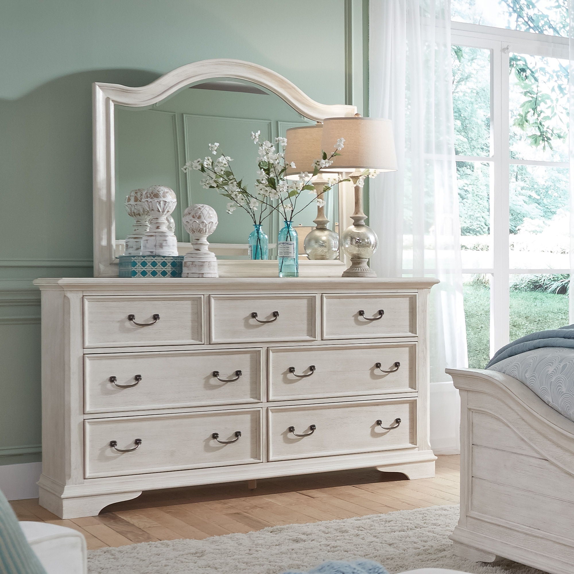 King Panel Bed Dresser Mirror Chest Night Stand Bayside