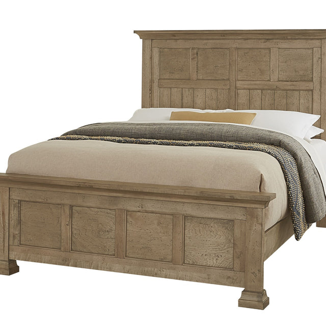 Vaughan-Bassett Carlisle - Queen Window Pane Bed With Window Pane Footboard - Warm Natural