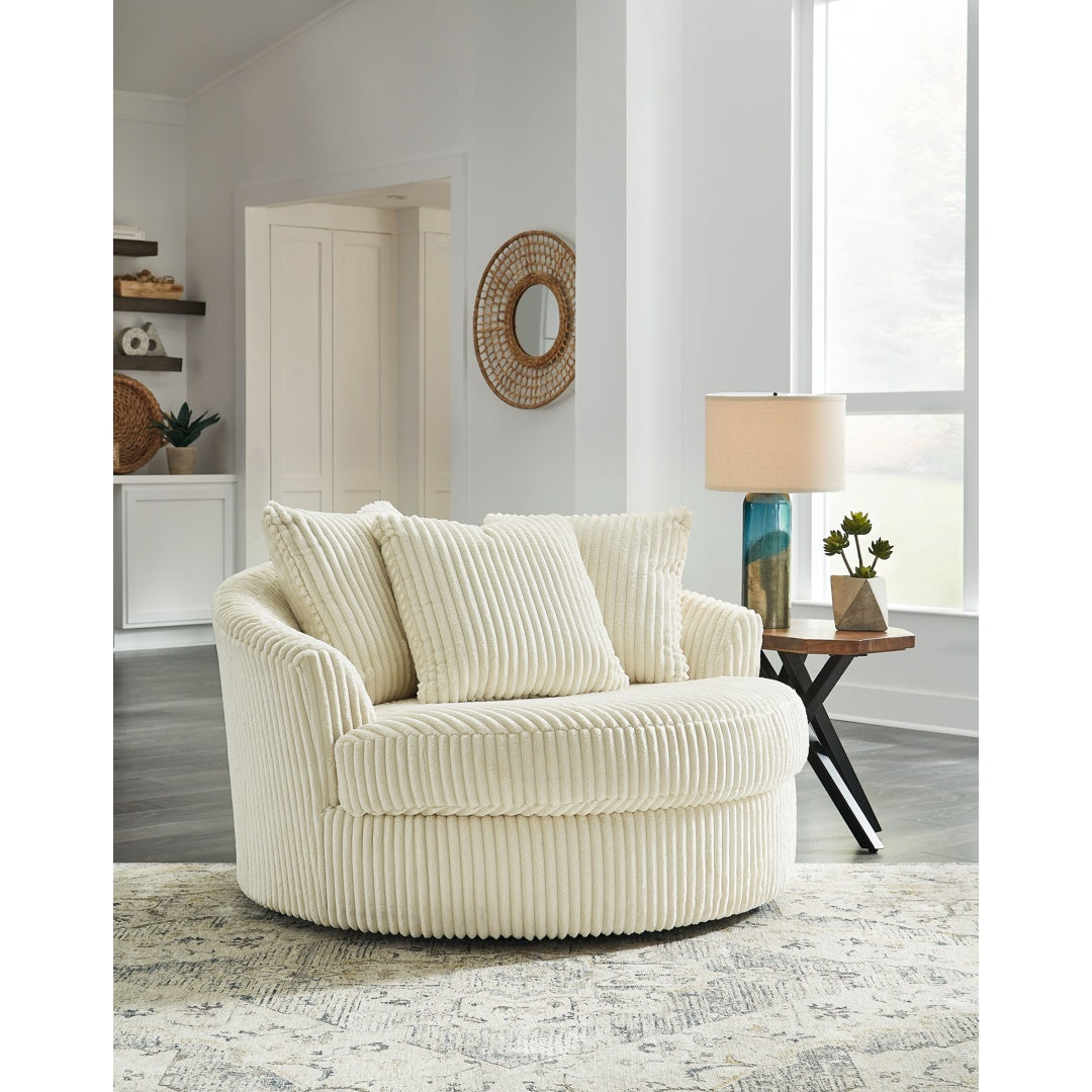 Ashley Lindyn Oversized Swivel Accent Chair Ivory Big Barn Home Center