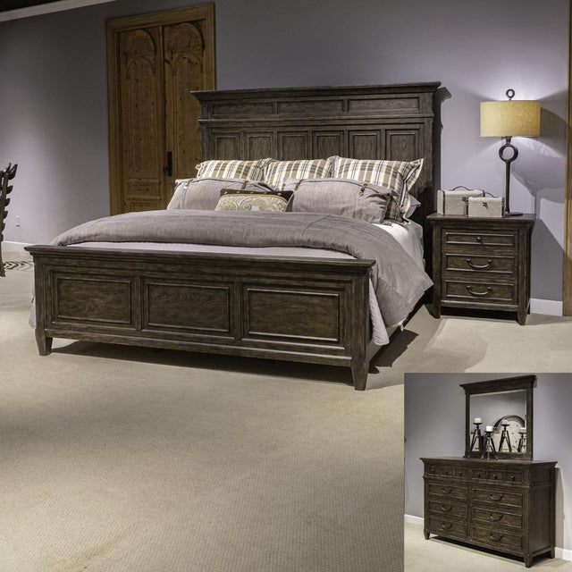 Liberty Furniture Paradise Valley - Queen Panel Bed, Dresser & Mirror, Night Stand - Dark Brown