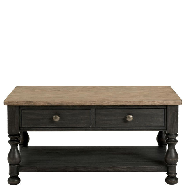 Riverside Furniture Barrington Two Tone - Rectangle Cocktail Table - Antique Oak/Matte Black