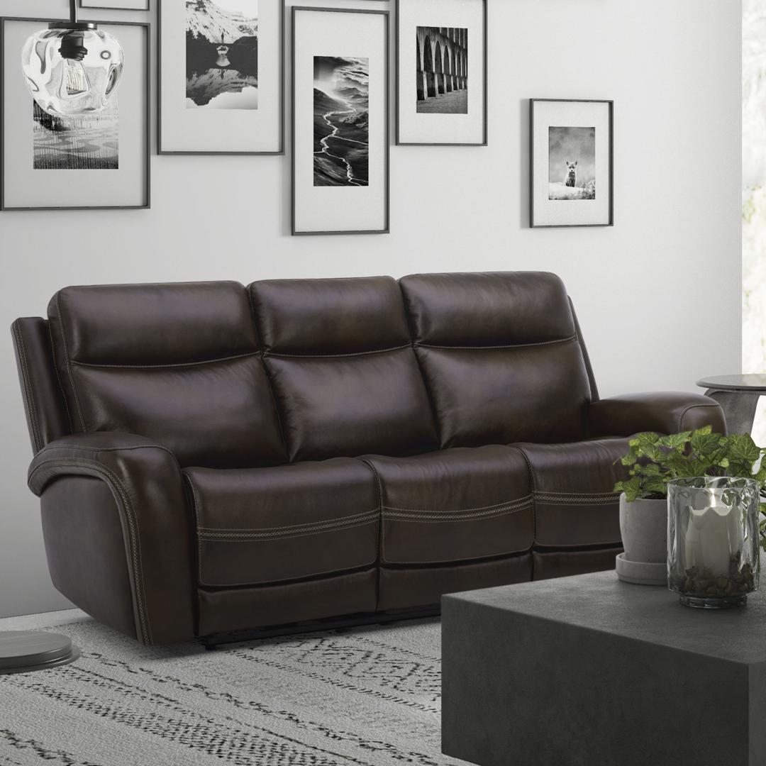 Cognac reclining sofa top