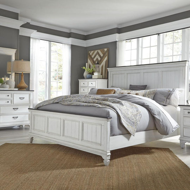 Liberty Furniture Allyson Park - King Panel Bed, Dresser & Mirror, Chest - White