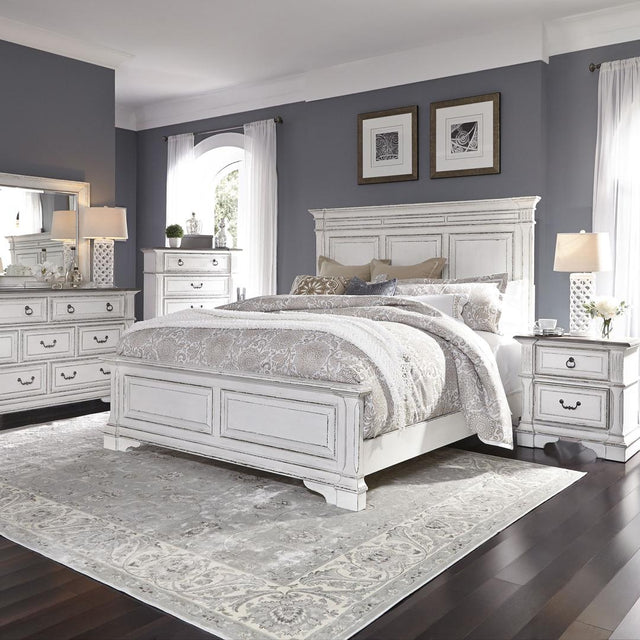 Liberty Furniture Abbey Park - King Panel Bed, Dresser & Mirror, Chest, Night Stand - White