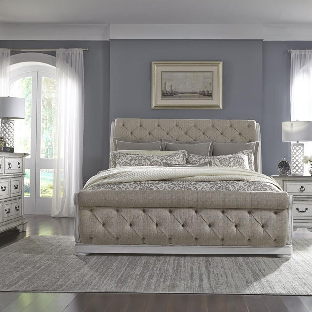 Liberty Furniture Abbey Park - California King Sleigh Bed, Dresser & Mirror, Night Stand - White