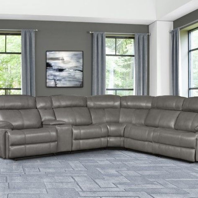 Parker House Eclipse - 6 Piece Modular Power Reclining Sectional with Power Headrests and Entertainment Console - Florence Heron