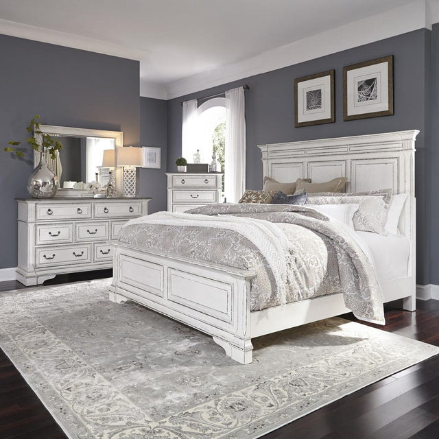 Liberty Furniture Abbey Park - California King Panel Bed, Dresser & Mirror, Chest - White