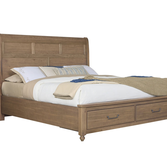 Vaughan-Bassett Vista - Queen Sleigh Foot Storage Bed - Natural Oak