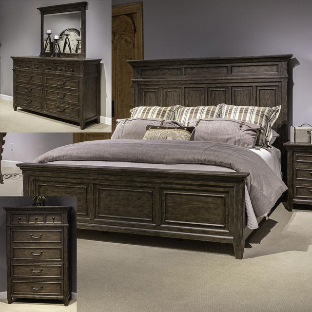 Liberty Furniture Paradise Valley - Queen Panel Bed, Dresser & Mirror, Chest - Dark Brown