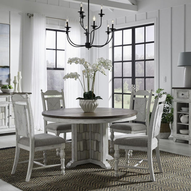 Liberty Furniture River Place - 5 Piece Pedestal Table Set - White