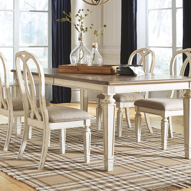 Ashley Realyn - White - 5 Pc. - Extension Table, 4 Ribbonback Side Chairs