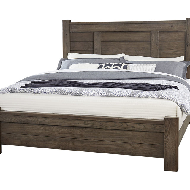 Vaughan-Bassett Crafted Oak - Ben's Queen Post Bed (Headboard, Footboard, Rails) - Dark Brown