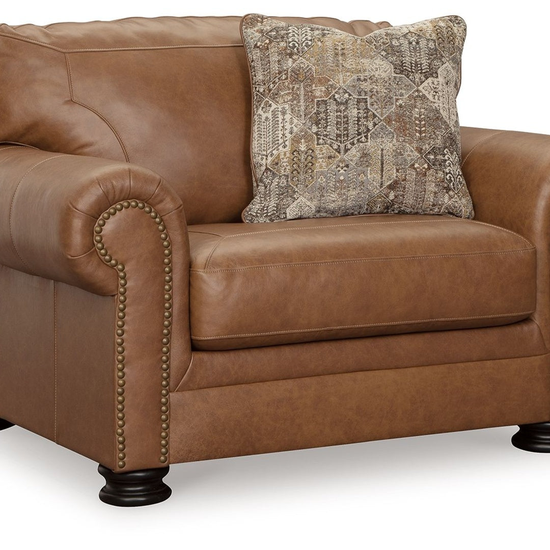 Ashley Carianna Caramel 2 Pc. Chair And A Half Ottoman Big Barn Home Center