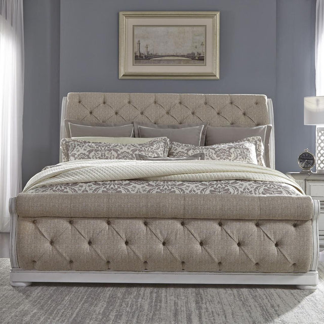 Liberty Furniture Abbey Park - Queen Upholstered Sleigh Bed - White