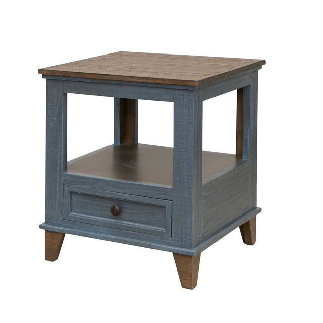 International Furniture Direct Toscana - End Table -  Translucent Blue And Brown