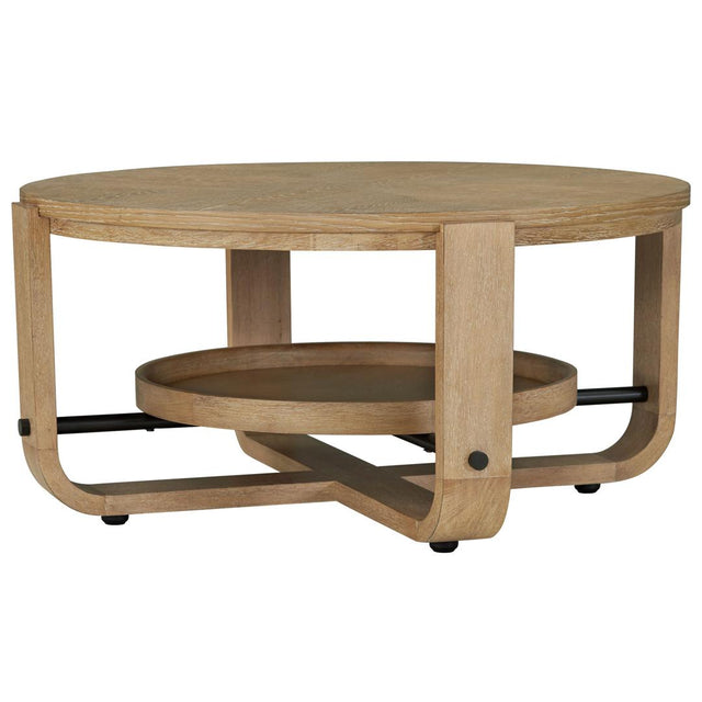 Parker House Escape - Cocktail Table Round With Shelf - Glazed Natural Oak