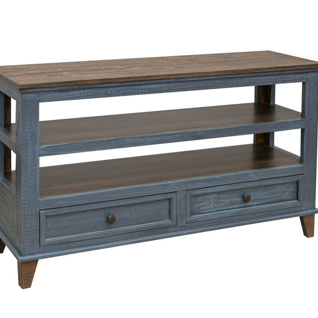 International Furniture Direct Toscana - Sofa Table -  Translucent Blue And Brown