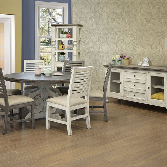 International Furniture Direct Stone - Round Two-Tone Dining Table