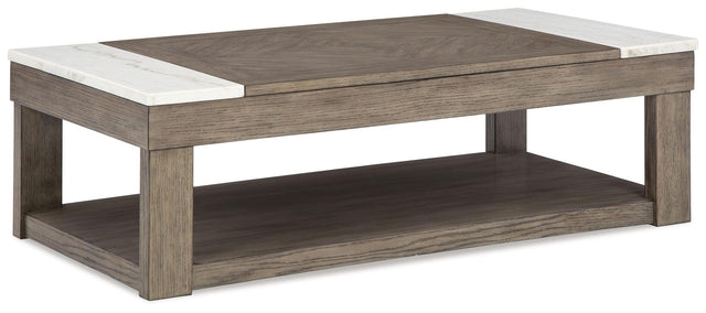 Ashley Loyaska Lift Top Cocktail Table - Grayish Brown/White