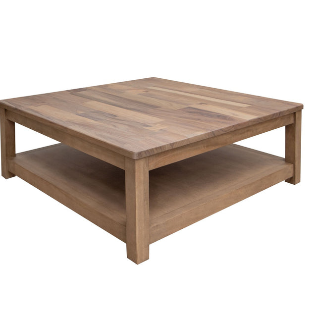 International Furniture Direct Natural Parota - Square Cocktail Table - Brown Cappuccino